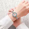 Reloj de cuarzo de lujo de alta calidad para mujer, reloj de pulsera redondo moderno y a la moda, adecuado como accesorio o regalo
