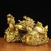 Par pequeno de ornamentos de tartaruga de latão puro, ornamentos de tartaruga dragão de cobre, tartaruga dourada para escritório, ornamentos de tartaruga dragão de cobre, presentes artesanais