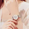 Relógio Feminino de Luxo Leve de Nicho Simples e Elegante à Prova d'Água com Quartzo Céu Estrelado para Mulheres, Suporta Dropshipping