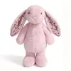 Pelúcia de Coelho Floral Coelho de Orelhas Caídas Fofo Boneca Companheiro Infantil Presente Boneca de Lançar para Casamento