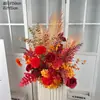 Decoración de Ceremonia de Área de Entrega con Decoración de Columna Romana, Adornos de Área de Entrega, Flores Artificiales, Bolas de Flores, Decoración de Escena de Columna de Flores