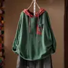 Top de mujer para principios de otoño 2026, nuevo modelo súper estiloso, hermoso diseño de bloques de color estilo coreano, camiseta de punto con capucha de manga larga