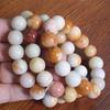 Pulsera de jade amarillo de Xinjiang, jade dorado, 14 mm, cuentas redondas prensadas de polvo sintético, fabricante de pulseras, cuentas de piedra simples, pulsera de calcedonia