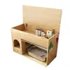 Arenero para Gatos Color Crema con Diseño de Gabinete de Almacenamiento, Estilo Cajón para Interiores, Engrosado, Antisalpicaduras, Aislante de Olores, Nido para Gatos