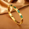Pulseira de titânio e aço de alta qualidade com diamantes pulseira de aço inoxidável ouro 18k real galvanoplastia em forno pulseira feminina que abre