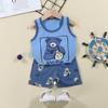 Colete infantil terno de algodão verão novas meninas shorts roupas bebê coreano meninos sem mangas terno roupas infantis