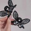 Novo Acessório de Cabelo Coreano Preto com Laço de Renda e Mechas com Strass Soltas, Franja Lateral, Ornamento de Cabelo de Princesa