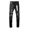 Pantalones vaqueros ajustados skinny de retazos desgastados negros de primavera y otoño, marca europea y americana de tendencia transfronteriza, para hombre
