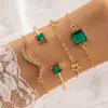 Moda Transfronteiriça Europeia e Americana Retrô Pedra Sintética Coração Pulseira Empilhável Design de Nicho Conjunto de Pulseiras Cobra