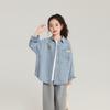 Pudding Haru Ropa para Niños Tops Chaqueta de Mezclilla Versátil para Niñas 2025 Otoño Nuevo Camisa Bordada Holgada para Niños