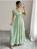 Vestido largo estilo francés de cuello en V que ciñe la cintura, elegante vestido europeo y americano, nuevo modelo 2026