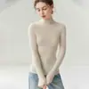 Suéter de Cachemira 100% Puro con Cuello Medio Alto para Mujer, Tejido de Punto Pulóver de Corte Delgado, Estilo Old Money, Prenda Base sin Costuras