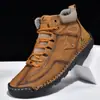 Calçados Masculinos de Grande Tamanho para Comércio Exterior Transfronteiriço, Botas Martin de Inverno, Botas Casuais de Couro de Cano Alto Masculinas para Exterior, Botas Curtas Costuradas à Mão, Botas Masculinas