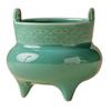 Quemador de Incienso Cerámico de Tres Patas en Verde Turquesa, Soporte de Incienso de Sándalo, Adorno Simple de Quemador de Incienso para Ceremonia del Té