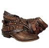 Estação Independente Exportação Transfronteiriça Europeia e Americana Sapatos Femininos Outono e Inverno 2020 Salto Grosso Tamanho Grande Cinto Botas Curtas para Mulheres