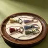 Color degradado tejido a mano nudo Vajra borla hilo de algodón anillo para dedo hebilla llavero colgante para bolso accesorio colgante para solapa
