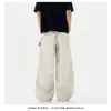 Tela Colgante de Cuadros Azules Jiamu Blanco Neutro Pantalones Casuales Scimitar Bolso Americano Baggy Pantalones Holgados de Pierna Ancha Sickle para Hombres y Mujeres