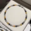 Colar de Pérolas Shijia Cor Doce Cor Mista Ni Ni Igual Ouro de Nanyang Preto de Taiti Corrente para Clavícula Pérola Fivela Yuanbao