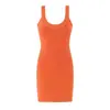 Para Venta al por Mayor de Ropa Femenina Europea y Americana Verano 2026 Nuevo Color Sólido Tejido de Alta Elasticidad Bodycon Sexy Adelgazante Vestido de Tirantes
