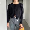Ropa de Otoño para Mujer Jiazi Suéter Grueso Peludo Botón Manga Larga Cuello Redondo Top Corto Chaqueta Cárdigan B3119