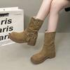 Botas vaqueras occidentales de tacón grueso para mujer 2025 Nuevas botas cortas de verano, primavera y otoño, botas de tacón alto retro hasta la mitad de la pantorrilla