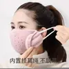 Orejera de invierno con forro de polar, máscara de ciclismo de polar para mujer, a prueba de viento, resistente al frío, transpirable, unisex, orejeras cálidas dos en uno