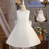 Vestido Infantil Estilo Nuevo, Vestido Tutú sin Espalda con Perlas para Niña Pequeña, Vestido de Princesa con Lazo, Vestido de Fiesta para Dama de Honor