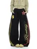Pantalones Casuales de Pierna Curva con Estampado de Letras para Hombres y Mujeres Primavera Otoño Nuevo Estilo Sueltos BF Retro Americano Versátiles de Pierna Ancha Modernos