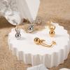 Estilo Coreano Ins Nicho Simple Temperamento Geométrico Colgante de Perla Redonda Pendientes Irregulares de Moda Personalizados Pendientes de Acero de Titanio