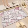 Tapete de Chão Listrado Boêmio Retrô para Porta de Entrada, Capacho Antiderrapante e Resistente a Manchas para Quarto e Sala de Estar, Tapete Absorvente de Água Estilo Étnico
