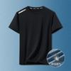 Camiseta de manga corta de verano para hombre, transpirable, de seda helada, con cuello redondo, informal, combinable y corta.