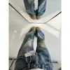 Jeans rectos para mujer para verano, adelgazantes, de cintura alta, diseño americano con estampado de rayo, estilo retro, pantalones de pierna ancha talla grande