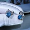 Pendientes de plata con incrustaciones de topacio azul natural para mujer, aretes coloridos con forma de tesoro, joyería al por mayor, novedad de verano de 2021