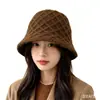 Sombrero de Pescador de Punto Simple Japonés para Mujer Estilo Otoño/Invierno Impermeable para Circunferencia de Cabeza Grande Sombrero de Cubo Ala Grande Plegable Sombrero de Bacín