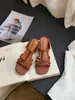 Sandalias Slip-On con Correa Tejida Estilo Retro First Encounter para Mujer, Nuevo Estilo Verano 2026, Elegantes, que Aumentan la Altura, Versátiles, Punta Cuadrada