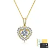 Collar de Corazón de Plata S925 para Mujer con Incrustación de Moissanita, Colgante en Forma de Corazón, Cadena de Clavícula Lujosa y Sofisticada para el Día de San Valentín