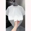 Top Masculino Liso Tendência Patchwork Gola Redonda Manga Curta, Moda Levemente Luxuosa Respirável Versátil Casual Camiseta