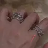 Apanhador de Sonhos Estilo Francês Minimalista Anel de Renda Vazada Prata Estilo Vintage Cool Anel Versátil de Dedo Indicador de Alta Qualidade para Mulheres