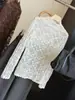 Camisola de encaje estilo francés con cuello medio alto, nueva colección de otoño para mujer, top de capas estilo coreano, ropa interior de malla fina y transparente