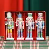 Quebra-Nozes Cor Macaron Nórdico Soldado de Madeira Figura Desenho Animado Decoração Infantil Conjunto de Ano Novo Natal