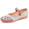 Zapatos de Tela del Viejo Pekín, Zapatos de Mujer Estilo Primavera Nueva, Zapatos Casuales de Suela Plana para Madres, Zapatos Bordados Estilo Étnico Hanfu para Mujeres