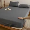 Sábana bajera de algodón puro cepillado, grosor A, una pieza, 100% algodón, color liso, sábana suave para cama, protector de colchón, colcha de punto de algodón