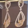 Brincos Elegantes Exagerados Multicamadas de Gota d'Água Grande Redondos com Padrão de Diamante Branco para Mulheres, Versátil e Versátil, Moda Europeia e Americana do Aliexpress