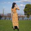 Vestido cruzado para mujer, con cuello en V, estampado adelgazante, una pieza, venta al por mayor Pg Dvf2025 Modelo nuevo de verano