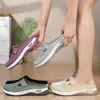 Zapatos Zapatos para Mujer Versátiles Zapatos Casuales Transpirables Punta Abierta Medio Zapato Slip-On Zapatos Perezosos Zapatos de Malla Tejidos Voladores Zapatos de Suela Suave