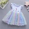 Vestido Infantil Verão Roupas Infantis Manga Curta Saia Tutu Vestido Infantil Elsa Princesa Vestido Meninas Frozen