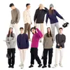 Sudadera de cuello redondo de rizo de algodón puro de 400 g, sudadera pesada de marca de moda, cuello redondo de algodón de rizo unisex de color liso