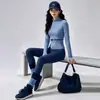 Conjunto Fino de Fitness Otoño e Invierno para Mujer, Chaqueta de Yoga con Bloques de Color y Cuello Alto, Conjunto de Ropa Deportiva de Cintura Alta para Control de Abdomen y Levantamiento de Glúteos para Mujer