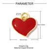 Pingente de Coração de Pêssego com Gotejamento de Óleo Vermelho Transfronteiriço DIY de Cobre para Mulheres, Banhado a Ouro Real 18K, Colar, Brincos, Pulseira, Acessórios de Joias, Pingente