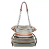 Bolso de Hombro Arcoíris de Nicho de Verano para Mujer, Nuevo Bolso de Hombro/Axila Casual de Moda Popular, Bolso Retro Tejido de Paja